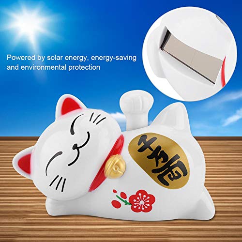 Nikou Lucky Cat - Energía Solar Adorable Lazy Lying Waving Beckoning Fortune Lucky Cat Coche Que Ahorra energía Accesorios ambientales(#2)