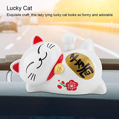 Nikou Lucky Cat - Energía Solar Adorable Lazy Lying Waving Beckoning Fortune Lucky Cat Coche Que Ahorra energía Accesorios ambientales(#2)