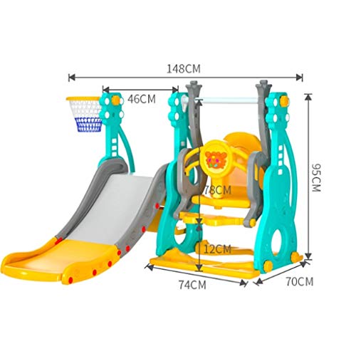 Niño escalador y columpios |3 En 1 Kids Play Set de juego escalador de diapositivas Zona de juegos cubierta al aire libre juega con aros de baloncesto Centro de Actividades en el patio trasero, poliet