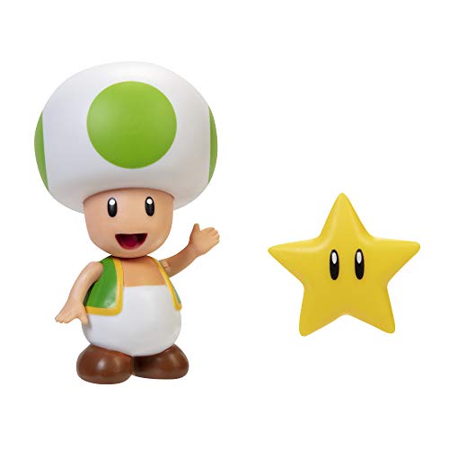 Nintendo - Jakks Super Mario 406794 Wave 23 - Figura de Toad Verde con Estrella (10 cm)