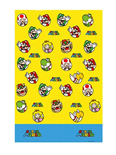 Nintendo Super Mario Bros - Juego de 4 platos, vasos de papel, servilletas y cubierta de mesa