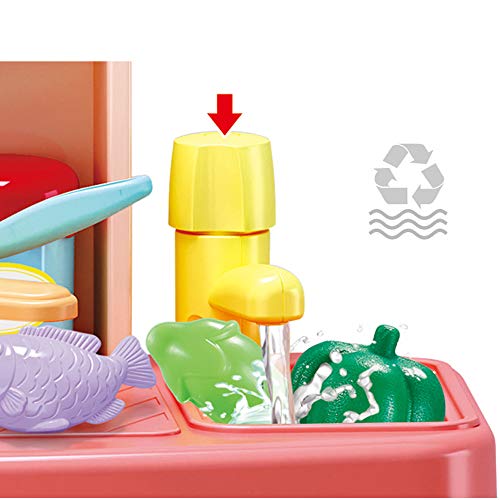 NIWWIN Niños Chef Cocina en Miniatura Cocina Juego de Juego de plástico 26 Accesorios con encimera Juguete Comida, Agua, luz y Sonido Juguete de simulación Divertido (Verde)