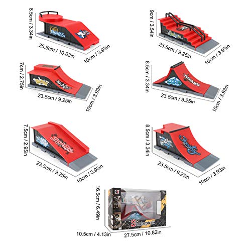 N/K Kit de Skate Park para Piezas de rampa de Tablero de Dedos con un monopatín de Dedo Ultimate Park Set de rampa, Mini monopatín de Dedo y Accesorios de rampa, Regalo para niños Skater