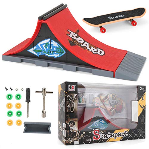 N/K Kit de Skate Park para Piezas de rampa de Tablero de Dedos con un monopatín de Dedo Ultimate Park Set de rampa, Mini monopatín de Dedo y Accesorios de rampa, Regalo para niños Skater