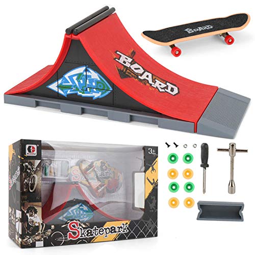 N/K Kit de Skate Park para Piezas de rampa de Tablero de Dedos con un monopatín de Dedo Ultimate Park Set de rampa, Mini monopatín de Dedo y Accesorios de rampa, Regalo para niños Skater