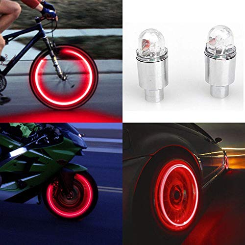 NLLeZ 2pcs LED Tapas de vástago de válvula de neumático Luz de neón Accesorios for automóviles Bicicleta Bicicleta Coche Auto Impermeable Ciclismo Juvenil Ejercicio Linterna (Color : A)