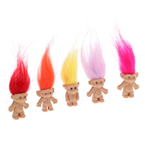 NON Cromado 5 Piezas Muñeco Troll Suerte Muñecas Mini Acción Juguete Escritorio Casero Decoración - #2