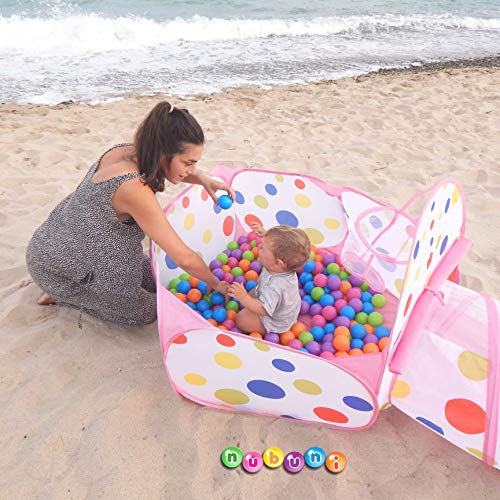 NUBUNI 3 en 1 Tienda Campaña Infantil : Piscina de Bolas + Casita Infantil + Tunel Infantil: Plegable Parque Bebe Bolas Infantil Jardín Exterior Interior Juguetes Niños Niñas Bebes Casitas Tela Tipi C