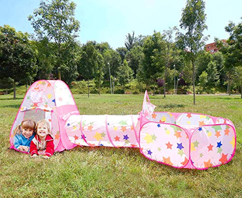 NUBUNI 3 en 1 Tienda Campaña Infantil : Piscina de Bolas + Casita Infantil + Tunel Infantil: Plegable Parque Bebe Bolas Infantil Jardín Exterior Interior Juguetes Niños Niñas Bebes Casitas Tela Tipi D