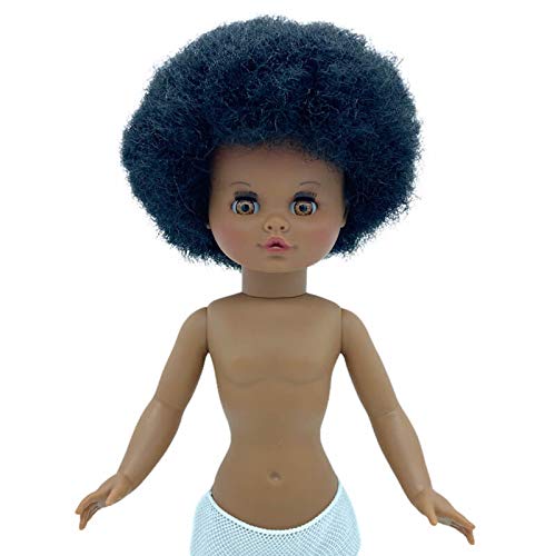 Nueva muñeca Sintra 2021 Desnuda Negra mulata de 40 cm edición Limitada 100% Vinilo. Fabricada en España por Folk Artesanía. Similar Nancy Famosa. (Pelo Afro)