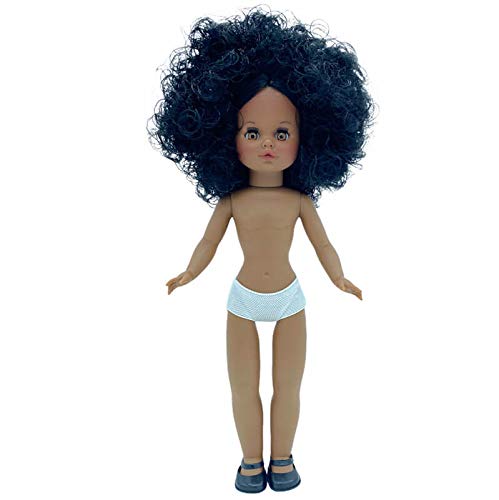 Nueva muñeca Sintra 2021 Desnuda Negra mulata de 40 cm edición Limitada 100% Vinilo. Fabricada en España por Folk Artesanía. Similar Nancy Famosa. (Pelo Afro)