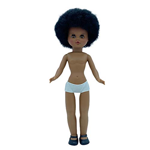 Nueva muñeca Sintra 2021 Desnuda Negra mulata de 40 cm edición Limitada 100% Vinilo. Fabricada en España por Folk Artesanía. Similar Nancy Famosa. (Pelo Afro)