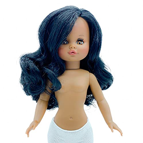 Nueva muñeca Sintra 2021 Desnuda Negra mulata Pelo Largo de 40 cm edición Limitada 100% Vinilo. Fabricada en España por Folk Artesanía. Similar Nancy Famosa. (Ojos Verdes)