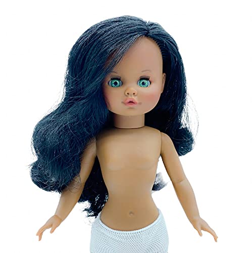 Nueva muñeca Sintra 2021 Desnuda Negra mulata Pelo Largo de 40 cm edición Limitada 100% Vinilo. Fabricada en España por Folk Artesanía. Similar Nancy Famosa. (Ojos Verdes)