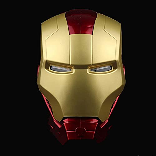 Nuitab Casco de Iron Man para Niños Apertura Manual Cierre Máscara Facial Completa Cosplay de Halloween Modelo Usable Accesorios de Película Kit de Cara Completa,Gold Red