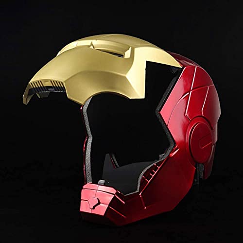 Nuitab Casco de Iron Man para Niños Apertura Manual Cierre Máscara Facial Completa Cosplay de Halloween Modelo Usable Accesorios de Película Kit de Cara Completa,Gold Red