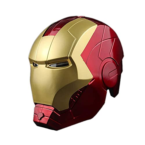 Nuitab Casco de Iron Man para Niños Apertura Manual Cierre Máscara Facial Completa Cosplay de Halloween Modelo Usable Accesorios de Película Kit de Cara Completa,Gold Red