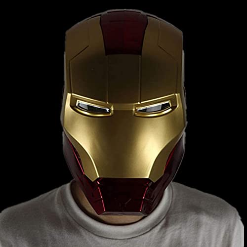 Nuitab Casco de Iron Man para Niños Apertura Manual Cierre Máscara Facial Completa Cosplay de Halloween Modelo Usable Accesorios de Película Kit de Cara Completa,Gold Red