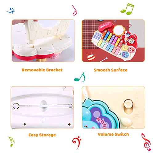 Nukdey Xilófono Instrumentos Musicales para Bebés|Teclado De Piano|Tambor con Cuentas De Teléfono Laberinto|Juguetes De Aprendizaje para Niños De 1 2 3 Añoslos Mejores Regalos Educativos (Rosado)