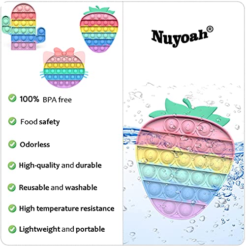 Nuyoah Pop-It Antiestres Popit Fidget Toys Barato Push-Pop Bubble Fidget Niños y Adultos para Aliviar Estrés y Ansiedad Set de 3 (Kaktus + Erdbeere + Cat)