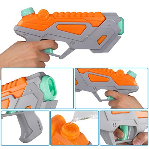 O-Kinee Pistolas de Agua, 2 Pack Water Gun de Plástico Alcance Largo Water Pistol Gun Juguetes de Verano Caliente para Piscina de Playa para Niños Años Adultos, Gris y Verde