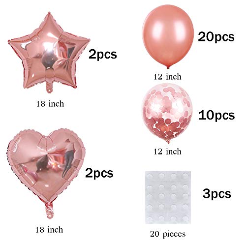 O-Kinee Rose Gold Birthday Party Decorations, Happy Birthday Banner, Rose Gold Balloon Kit for Girl Women Birthday Party Supplies