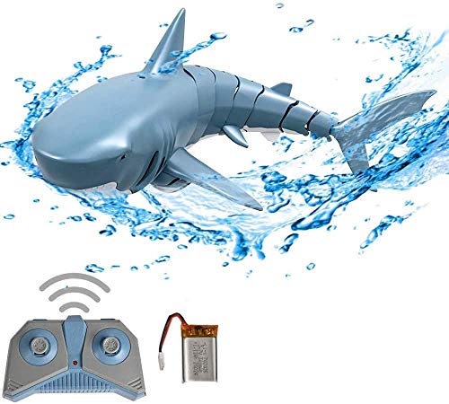 OBEST 2.4GHz Juguetes RC Tiburón Flexibles ,Barco de Juguete eléctrico con Control Remoto bajo el Agua Shark Toy, Juguete Regalo de Piscina para niños, Azul