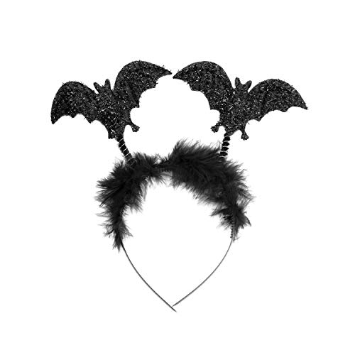 Oblique Unique® Juego de accesorios para disfraz de Halloween – Diadema de murciélago + tijeras en la cabeza + cuchillo en la cabeza diadema para Halloween temática fiesta