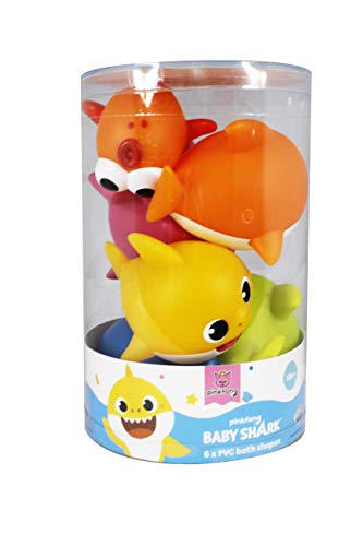 ODS 48821 Baby Shark - Juego de 6 Tiburones Suaves para el baño, Multicolor