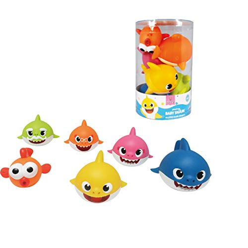 ODS 48821 Baby Shark - Juego de 6 Tiburones Suaves para el baño, Multicolor