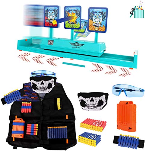 OFUN Táctico Chaleco para niños 55 Piezas + móvil Objetivo Digital para Nerf, Juego de Regalo de Juguete Accesorios para Pistolas Nerf, Objetivos Digitales y Kit de Chaleco táctico para niños