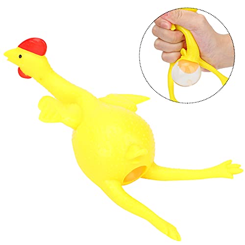 ohcoolstule Divertido huevo de gallina de goma que ponen las gallinas para aliviar el estrés truco jugando juguetes para niños adultos y perros, squaking Rubber Chicken(L)