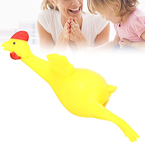 ohcoolstule Divertido huevo de gallina de goma que ponen las gallinas para aliviar el estrés truco jugando juguetes para niños adultos y perros, squaking Rubber Chicken(L)