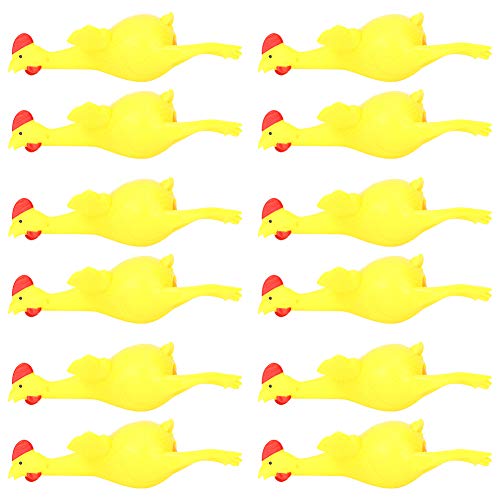 ohcoolstule Divertido huevo de gallina de goma que ponen las gallinas para aliviar el estrés truco jugando juguetes para niños adultos y perros, squaking Rubber Chicken(L)