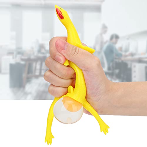 ohcoolstule Divertido huevo de gallina de goma que ponen las gallinas para aliviar el estrés truco jugando juguetes para niños adultos y perros, squaking Rubber Chicken(L)