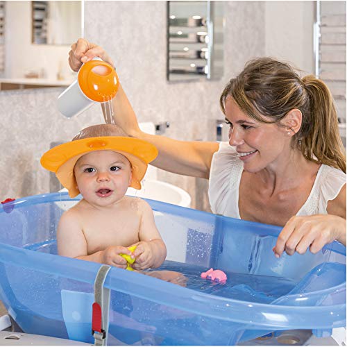 OKBABY Visera De Baño Hippo- Material Libre De Bpa - Protege Los Ojos Y Los Oídos Del Agua - Se Adapta A La Forma De La Cabeza De 45 A 50 Cm - Gorro De Protección Suave Para La Ducha Y El Baño -, Rosa