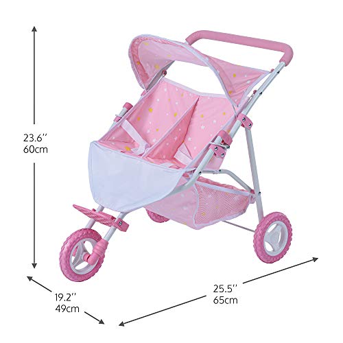 Olivia's Little World Cochecito Silla De Paseo Doble para Muñecas Rosa OL-00012