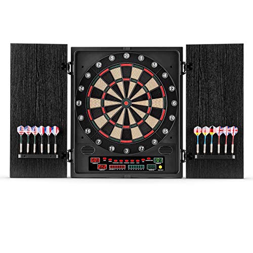 Oneconcept Dartmaster 180 - Diana electrónica, Diana automática, 1-8 Jugadores, Rival Virtual, 12 Dardos, Apoyo para Diana Dardos, Diana electrónica Profesional, 27 Juegos, 2 Puertas, Negro