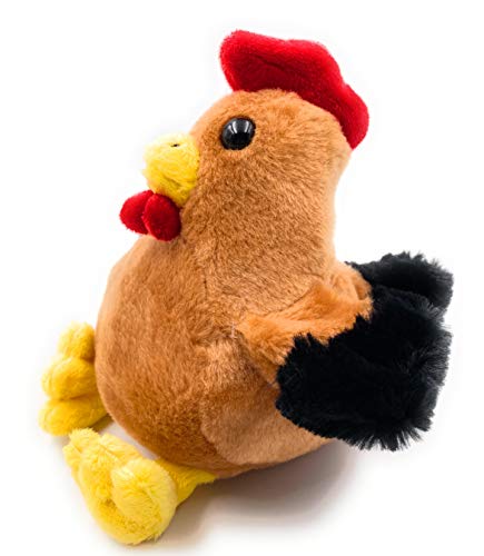 Onwomania Peluche, Peluche, Gallo, Pollo, Sentado, Altura 15 cm, marrón