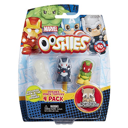 Ooshies Marvel Pencil Toppers 4 Pack Ironman, Star Señor, Buffón Verde y Un misterio Figuras (enviadas desde el Reino Unido)