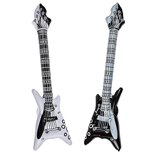 OOTB Guitarra Inflable Rock n Roll en Blanco y Negro - Varios Diseños - Decoraciones para Fiestas