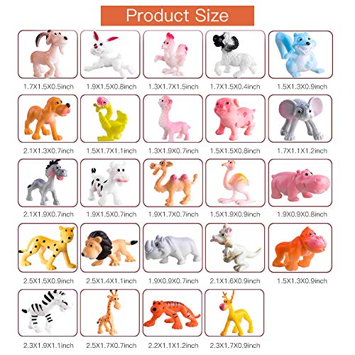 OOTSR 24Pcs Mini plástico Animales de Granja y Animales Salvajes de la Selva Juguetes Figuras para niños Aprendizaje Playset Educativo Favores de Fiesta Bolsas de llenado Regalos para niños y niñas