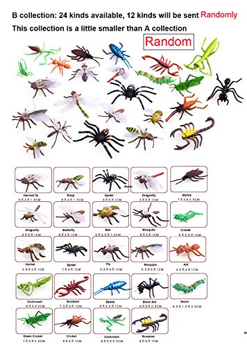 OOTSR 39pcs Insectos e Insectos de plástico para niños, Figuras de Insectos Juguetes con Pegatina de Pared Colorida Mariposa para educación/Juguetes de Halloween/Fiestas temáticas/Regalos cumpleaños