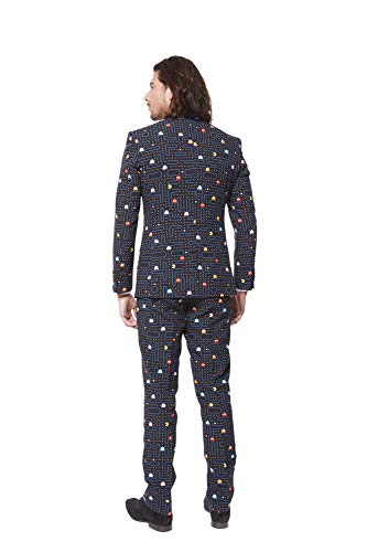 OppoSuits Prom Suits For Men – Pac-Man – Comes with Jacket, Pants and Tie In Funny Designs Traje de Hombres, Black, 48