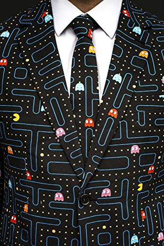 OppoSuits Prom Suits For Men – Pac-Man – Comes with Jacket, Pants and Tie In Funny Designs Traje de Hombres, Black, 48