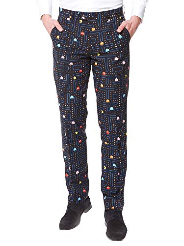 OppoSuits Prom Suits For Men – Pac-Man – Comes with Jacket, Pants and Tie In Funny Designs Traje de Hombres, Black, 48