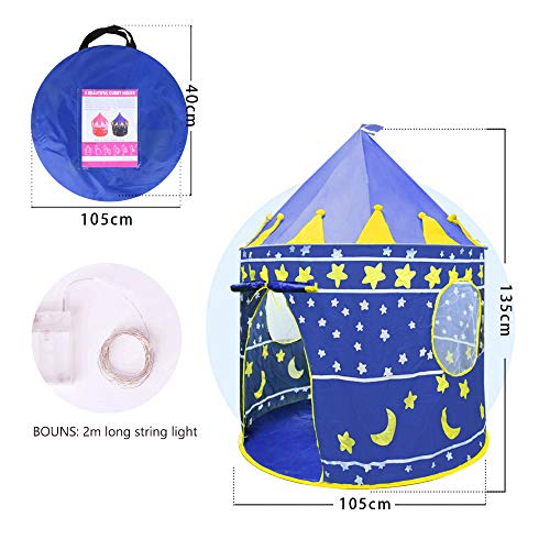 Opret Tienda para Niños Pop Up Carpa Plegable para Niñas Carpa Auzl con Bolsa de Transporte y Luz de Cadena para Interiores y Exteriores