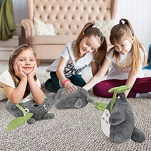 OshoeQ Totoro Peluche ​Juguete Lindo Felpa Gato Anime Figura Mi Vecino Totoro Peluche Squirtle MuñEcos Boda Vacaciones De CumpleañOs De La Novia De Regalo Kid (Hoja De Loto,Gris,70cm