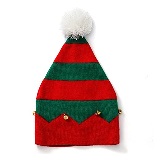 Osuner Sombrero de Navidad Sombrero de Punto de Elfo Gorro de Punto para bebé de Navidad Gorro de Punto cálido con Campanas para niños pequeños niños