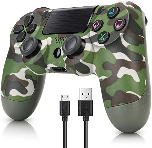 OUBANG Juego Game Controller para PS4, Controlador inalámbrico para Playstation 4 con Joystick de Juego de vibración Dual, Verde (Camuflaje Verde)